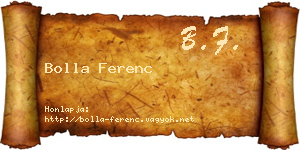 Bolla Ferenc névjegykártya